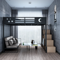 Loft bed modern multifunctional space saving bunk bed and underfloor iron bed small-sized bed frame 