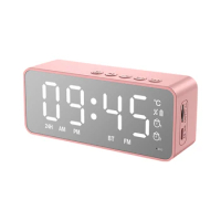 LED Mirror Digital Alarm Clock Wireless Bluetooth-compait Speaker MP3 FM Radio Clock Electronic Desktop Clocks USB Wake Up Clock