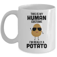 This Is My Human Costume I'm Really A Potato Coffee Mug Text Ceramic Cups Creative Cup Cute Mugs Per