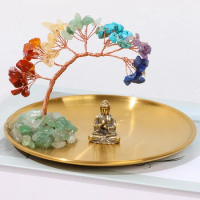 Tree and Buddha Decor Crystal Energy Balance Tree of Life Handmade Buddha Statue Zen Chakra Decor for Luck Wealth Home Decor