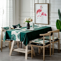 桌布北歐棉麻小清新純色餐廳西餐桌布布藝現代簡約茶幾桌旗墨綠色