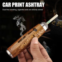 Portable Fireproof Cigarette Holder Wood Grain Relief Style Ashtray for Car Tobacco Ash Cup Smoking Filter Accessories