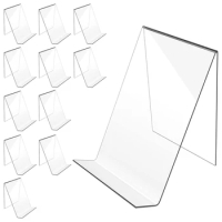 12 Pack Book Stand,Clear Book Display Easel Transparent Acrylic Book Stand Holder For Displaying Comic Books Albums