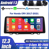 12.3'' For Honda CRV 2017-2021 Android 13 Car Radio Multimedia Video Player Auto Wireless Carplay 4G LTE DSP RDS