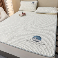 Class A Latex Mat Three-piece Summer Cooling Pad Ice Silk Sheets Washable Air Conditioning Soft Mat Mattress Cover Home Textile