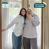 Ixora Mido Oversized Shirt - Kemeja Wanita Oversize Lengan Panjang Stripe Salur