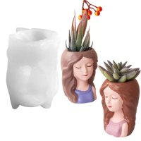 3D Headwear Flower Pot Silicone Molds DIY Cement Succulent Plants Pot Mold Resin Craft Candle Hander Clay Plaster Planters Mould