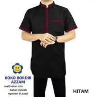 PIK - Koko Bordir Azzam M L XL XXL Koko Qurta Pria Dewasa Kurta Muslim Jumbo Hitam XXL