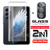 Pelindung Skrin HD, 2 Dalam 1, Kaca Bajaan 9H, Untuk Tecno Spark 40 Pro Plus, 40Pro, 40Proplus, 40Pr