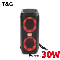 TG333 30W Caixa De Som Bluetooth Speaker Dual Music Player Card Outdoor Wireless Subwoofer RGB Colorful Light with FM Radio AUX