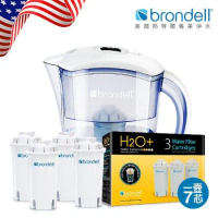 【Brondell】美國邦特爾 純淨濾水壺（白）＋八周長效濾芯（7入）