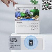 【卓越優選館】SQG魚缸客廳家用懶人免換水桌面小魚缸創意造景usb迷你缸養魚解壓