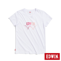 EDWIN 漸層印花短袖T恤-女-白色