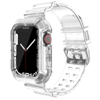 Case+Strap For Apple Watch Band 42mm 45mm 40mm 44mm 41mm 38mm Accessories Soft Silicone Transparent Bracelet iWatch 8 4 3 SE 6 7
