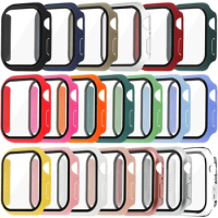 Tempered Glass+Cover For Apple watch Case 45mm 41mm 44mm 40mm 42mm Screen Protector Apple Watch Accessories serie 9 4 5 6 SE 7 8