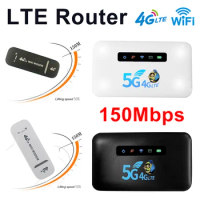 4G LTE Router 150Mbps Portable Wireless WiFi Mobile Hotspot Dongle Network Card Adapter LAN RJ45 2600mAh with SIM Card Slot