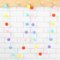 Nordic Colorful 3cm Pom Pom String Hanging Decoration for Children's Room Camping Tent Ball Pendant 