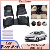 For Volkswagen Jetta A6 1B VW Vento 2011~2018 Car Floor Mat Custom Leather Panel Liner Rug Carpet Foot Parts Interior Accessorie