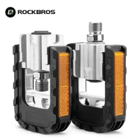 ROCKBROS 2024 Bike Pedal Aluminum Anti-slip Foldable Bicycle Pedals Cycling Self-lubricating Bearings Reflective Pedal Accessory
