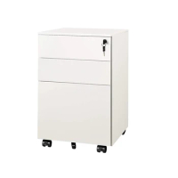 Locking File Cabinet, 3 Drawer Rolling Pedestal Under Desk, Mobile Filing Cabinet for Legal/Letter/A4 File, White