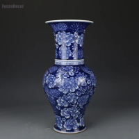 Chinese Vases for Plants Pottery Vase Navy Blue Flower Arrangement Antique Blue and White Ceramic Antique Porcelain Vase Qing