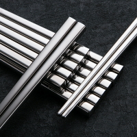 304不銹鋼筷子家用防滑方形家庭套裝鐵快子金屬10雙韓式餐具
