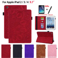 Coque For Apple iPad 2 3 4 Case Cover For iPad2 iPad3 iPad4 Funda Tablet Embossed Silicone PU Leather Stand Shell Capa +Gift