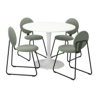DOCKSTA/MÅNHULT 餐桌附4張餐椅, 白色 白色/hakebo 灰綠色, 103 公分