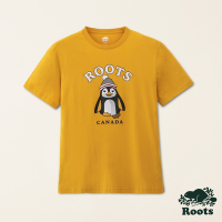 Roots男裝-動物派對系列 绒布動物純棉短袖T恤-金黃色