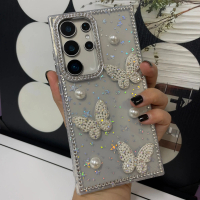 เคสโทรศัพท์, สำหรับ Samsung S25FE, S25, S24, S23 Ultra, S24FE, เคส, ดีไซน์ผีเสื้อแวววาวไหล, ฝาหลังแบ