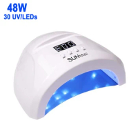 48W SUN S1 UV Profesional LED UV Lampara Secadora Unas de Gel Blanca Curado Luz en 4 modos para tiempo 10s, 30s, 60s and 90s