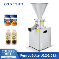 ZONESUN Automatic Colloid Mill Peanut Butter Tahini Almond Paste Chili Sauce Sesame Flavoring Grinder Production Factory ZS-JM80
