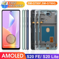 AMOLED Galaxy S20 Lite Display Screen, for Samsung Galaxy S20 FE G780 G781B Lcd Display Touch Screen with Frame Part