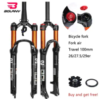 Bolany Magnesium Alloy MTB Bicycle Fork Supension Air 26/27.5/ 29er Inch Mountain Bike 32 RL100mm For A Accessories