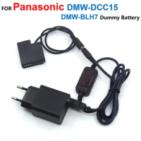 DMW-DCC15 BLH7E BLH7 Coupler Fake Battery+USB Power Adapter Cable+Charger For Panasonic DMC-GM1 GM5 GF7 GF8 GF9 LX10 LX15 GF9KGK