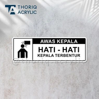 Sign Akrilik Awas Kepala Hati-hati Kepala Terbentur | Akrilik Peringatan Awas Kepala Hiasan Dinding 