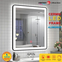 Fantasy Cermin Dinding Bulat Diameter 60cm Kotak Ukuran 50 x 70cm Kaca Make Up Dengan Lampu LED Fram