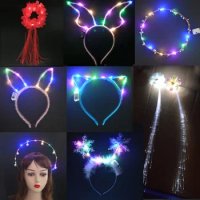 1pcs Women Girls Light Up LED Flower Headband Angel Branch Deer Cat Ear Bunny Animal Elk Glow Party Gift