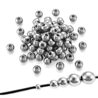 50Pcs Silver Color Round Stainless Steel Spacer Beads Loose Ball with Hole Charm Bracelets DIY for Jewelry Making 2.5-10mm