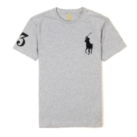 Polo Ralph Lauren 年度熱銷刺繡大馬圓領素面短袖T恤-灰色