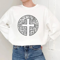 Women Sweatshirts Cross He Is Risen Sweats Christian Easter Pullovers Motivational tops Women Trendy Casual cotton Tumblr Top