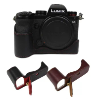 Genuine Real Leather Camera Bottom Case for Panasonic LUMIX S5 DC-S5GK-K Half Body Set Cover