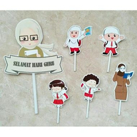 hiasan kue cake topper dekorasi kue selamat hari guru happy teacher's day edisi guru hijab/ guru mus
