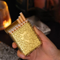 2023 New Luxury Vintage Engraved Cigarette Case Shelby Container Pocket Cigarette Case Holder Cigarette Storage Box Men's Gift