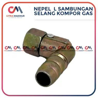 Nepel Sambungan L Selang Kompor Gas Panggangan Roaster Drat Dalam 11 mm Rinnai Quantum Niko Klem