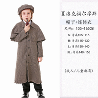 Hot  Halloween Childrens Costume Movie Detective Sherlock Holmes Conan Cos Costume Detective Outfit