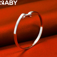 925 Sterling Silver Heart Opening Bangle Bracelet For Women Man Trend Fashion Jewelry Wedding Accessories Valentine's Day Gift