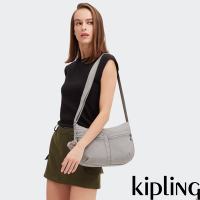 Kipling 溫柔沉穩灰雙拉鍊前袋肩背包-IZELLAH