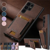 Luxury Shockproof Leather Wallet Flip Phone Case For Samsung S24 S23 S22Ultra Plus Magnetic Back Cover For Galaxy Note20 Ultra