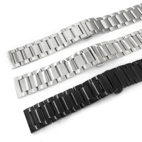 Black Silver Watch Strap 22 mm For Seiko SKX007 009 Folding Buckle Stainless Steel Strap With Tools 